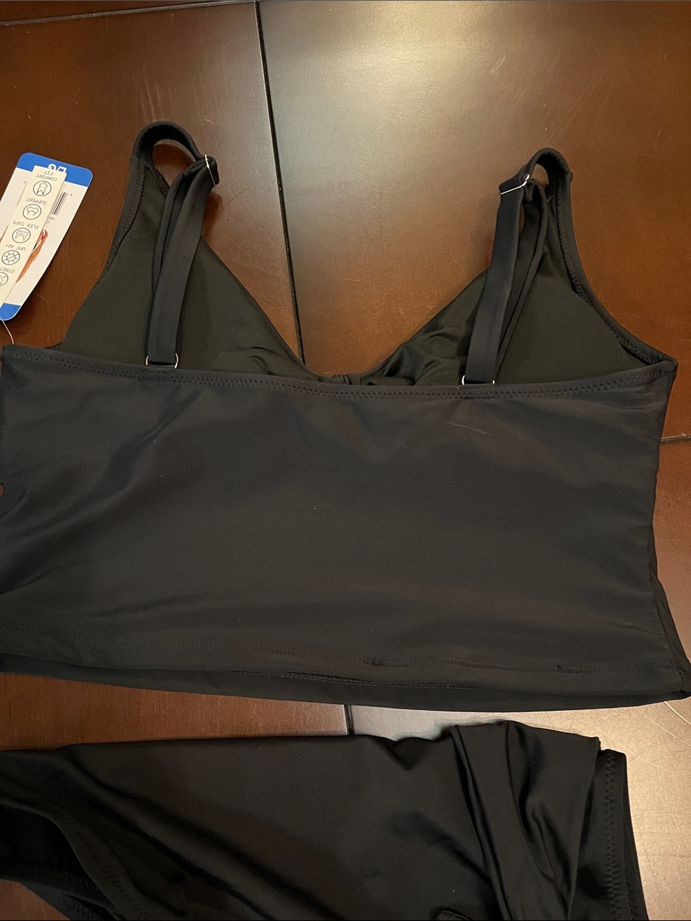 Tahari Black Two-Piece Tie-Front tankini Set - Picture 5 of 8